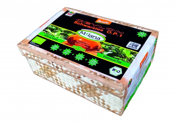500 g MILANA Ceylon Demeter ORGANIC Loose BLACK TEA OP1 Orange Pekoe 1 packed into handwoven baskets - with 55 percent benefits support - The Tea, ... that tastes like Love. Fairly and sustainably manufactured.